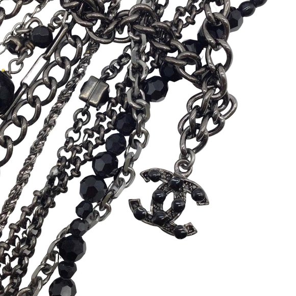 Chanel Black Multi Chain/Beaded Strand Necklace - Picture 4 of 7